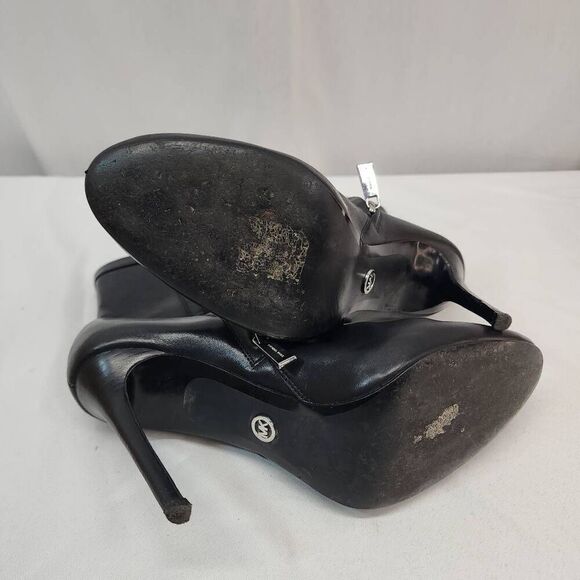 Michael Kors Size 8 Women's Black Leather Bow Ankle Booties Pointy Toe High Heel - Picture 9 of 9